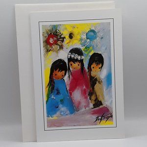 DeGrazia Little Queen And Her Maidens Vintage Blank Card Collectible Southwest